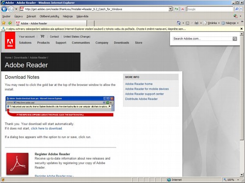 Lišta s výstražným upozorněním v Internet Exploreru 7